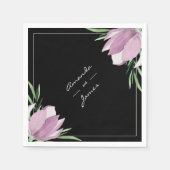 Lila Magnolia Floral Botanische Wasserfarbe Serviette (Vorderseite)