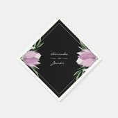 Lila Magnolia Floral Botanische Wasserfarbe Serviette (Ecke)