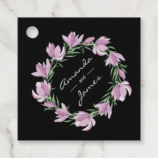 Lila Magnolia Geschenkanhänger (Vorderseite)