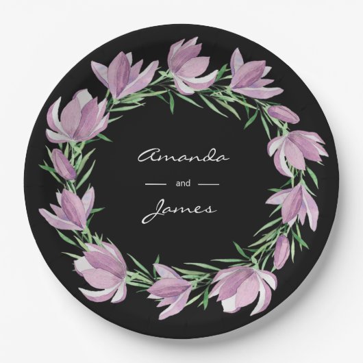 Lila Magnolia Pappteller (Vorderseite)