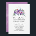 Lila Magnolien und Rose Bat Mitzvah Einladung<br><div class="desc">Lila Blumen in einer handgemalten Fledermausmitzvah Einladung,  die schnell und einfach für Ihren besonderen Tag angepasst werden.</div>