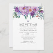 Lila Magnolien und Rose Bat Mitzvah Einladung (Vorderseite)