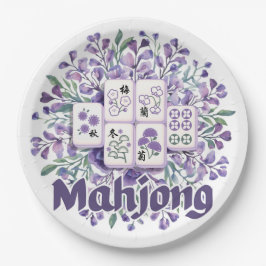 Lila Mahjong-Steine Pappteller