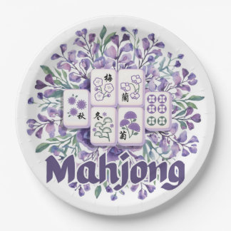 Lila Mahjong-Steine Pappteller