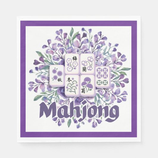 Lila Mahjong-Steine Serviette (Vorderseite)