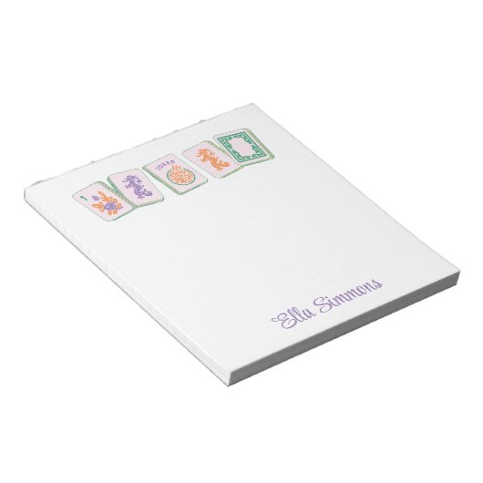 Lila Mahjong Tiles Notepad, Personalisiert Notizblock (angewinkelt)