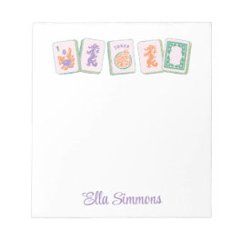 Lila Mahjong Tiles Notepad, Personalisiert Notizblock