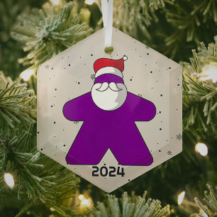 Lila Mainboard der Santa Custom Year Family Ornament Aus Glas