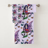 Lila Mairy Mushroom Butterflies Badhandtuch Set (Insitu)