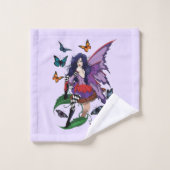 Lila Mairy Mushroom Butterflies Badhandtuch Set (Waschlappen)