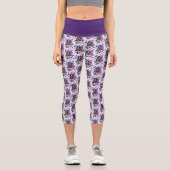 Lila Mairy Mushroom Butterflies Capri Leggings (Vorderseite)