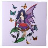 Lila Mairy Mushroom Butterflies Fliese (Vorderseite)