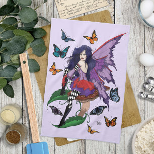 Lila Mairy Mushroom Butterflies Geschirrtuch