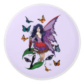 Lila Mairy Mushroom Butterflies Keramikknauf (Vorderseite)