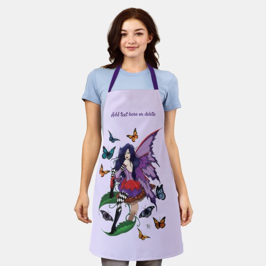Lila Mairy Mushroom Butterflies Schürze (Getragen)