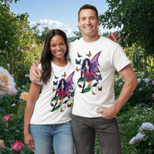 Lila Mairy Mushroom Butterflies T-Shirt