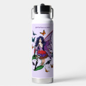 Lila Mairy Mushroom Butterflies Trinkflasche (Vorderseite)