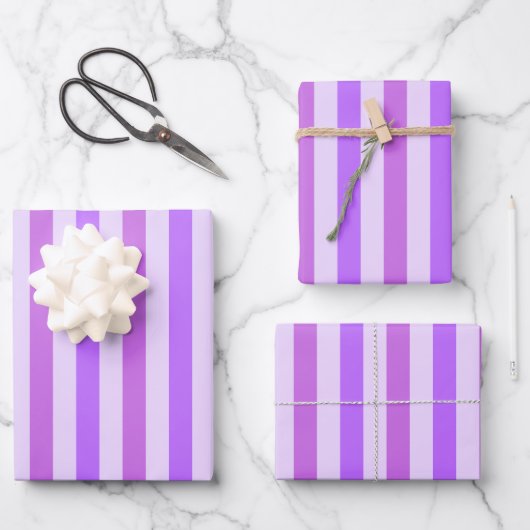 Lila Majestät: Gestripptes Geschenk Geschenkpapier Set (Vorderseite)