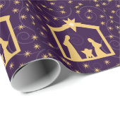 Lila Majestäts-Weihnachtsnativity-Szene Geschenkpapier (Rolleneckpunkt)