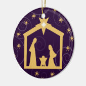 Lila Majestäts-Weihnachtsnativity-Szene Keramikornament (Links)