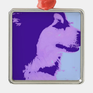 Lila Malamute Pop Art Ornament Aus Metall