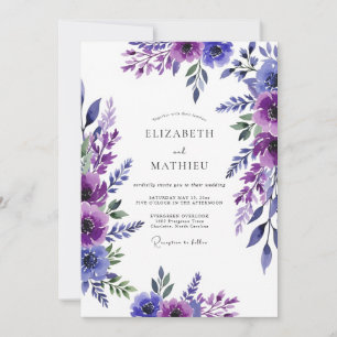 Lila malerische romantische Hochzeit Einladung