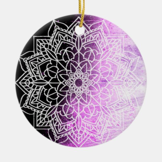 Lila Mandala Abstrakt Schöne Weihnachten Keramik Ornament (Vorne)