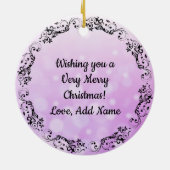 Lila Mandala Abstrakt Schöne Weihnachten Keramik Ornament (Hinten)