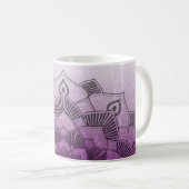 Lila Mandala Abstrakt Zen Kaffeetasse (VorderseiteRechts)