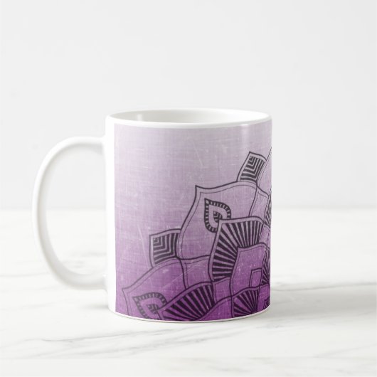 Lila Mandala Abstrakt Zen Kaffeetasse (Links)