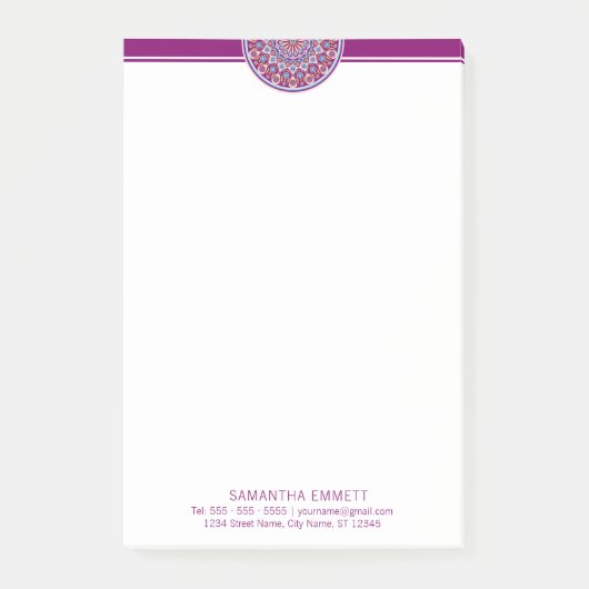 Lila Mandala Beruflich Moderne Post-it®-Hinweise Post-it Klebezettel (Vorderseite)