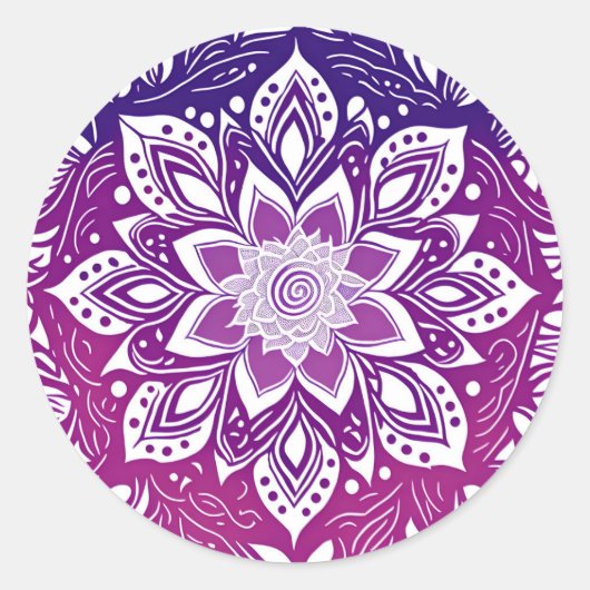 Lila Mandala Blume Runder Aufkleber (Vorderseite)