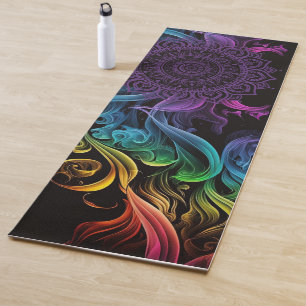 Lila Mandala Bold Black Colorful Chakra Yogamatte