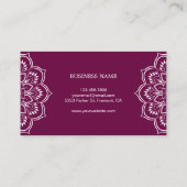 Lila Mandala Elephants Indianer Visitenkarte (Rückseite)