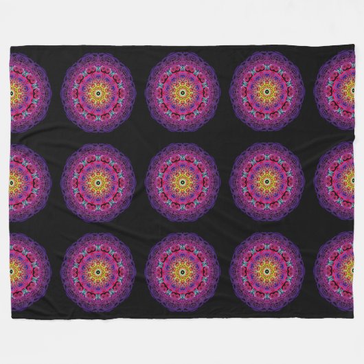 Lila Mandala Fleecedecke (Vorderseite (Horizontal))