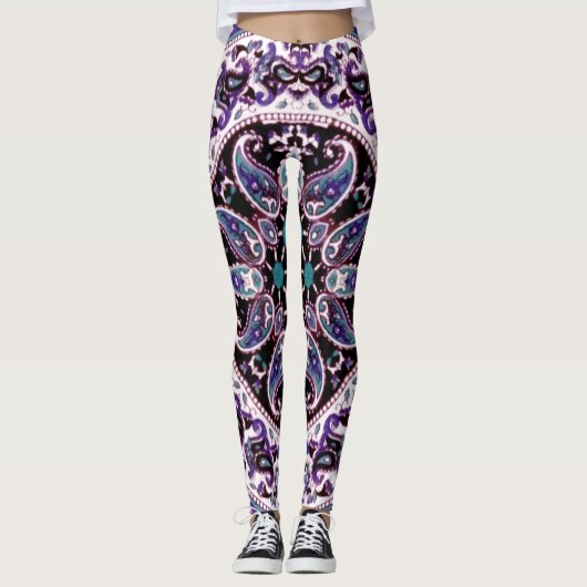 Lila Mandala Gemusterte Leggings (Vorderseite)