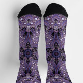Lila Mandala Geometrisch Blumen psychedelisch Trip Socken (Oben)