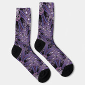 Lila Mandala Geometrisch Blumen psychedelisch Trip Socken (Rechts)