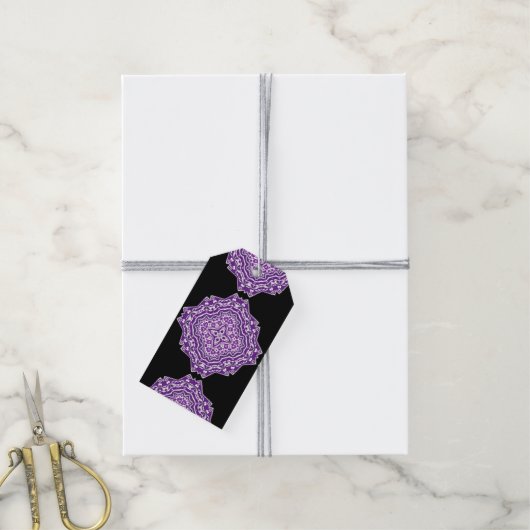 lila Mandala-Geschenketiketten Geschenkanhänger (Mit Garn)