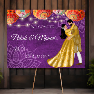 Lila Mandala Haldi-Festakt - Begrüßungszeichen Poster