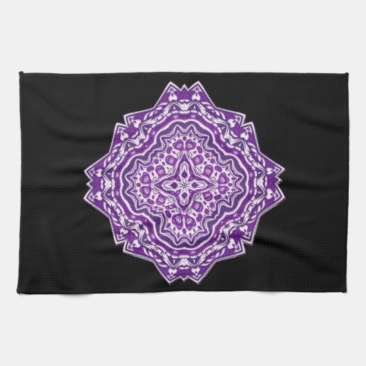 lila Mandala Küchenhandtuch Geschirrtuch (Horizontal)