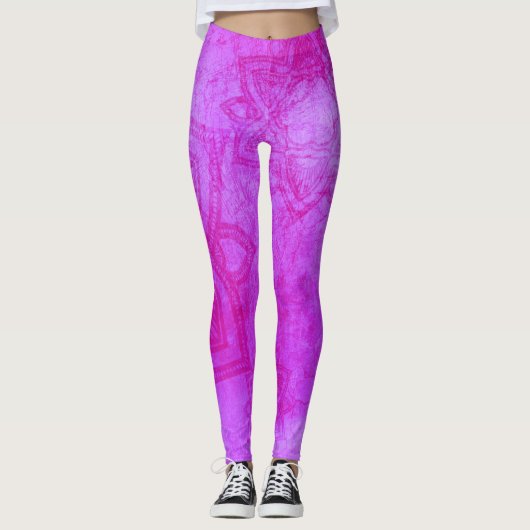 Lila Mandala-Muster Leggings (Vorderseite)