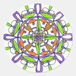 Lila Mandala Original Zeichnend Runder Aufkleber