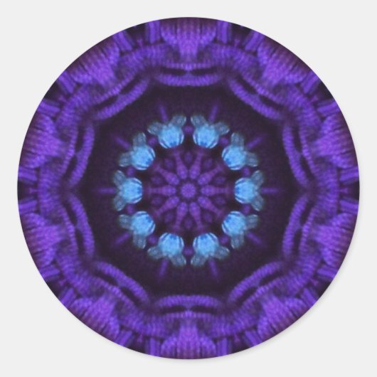 Lila Mandala Runder Aufkleber (Vorderseite)