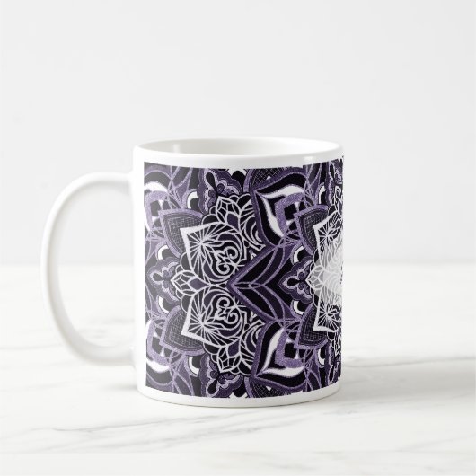 Lila Mandala Snowflake Tasse (Links)