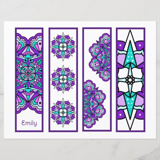 Lila Mandala- und inspirierende Lesezeichen für Zi (Vorderseite)