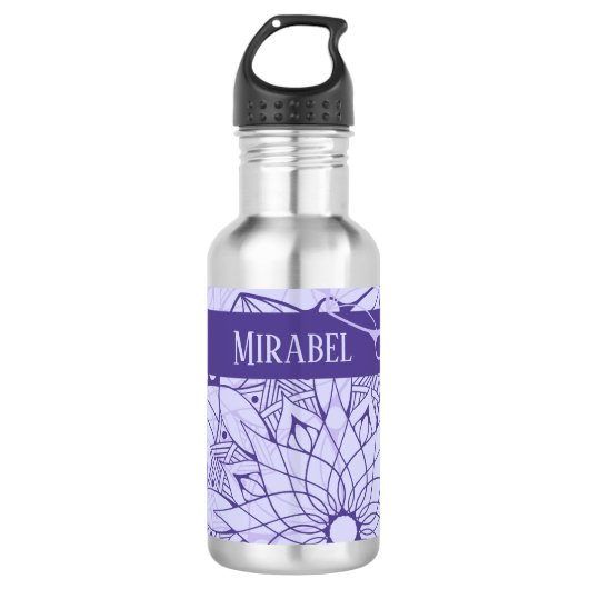Lila Mandala Wasserflasche mit kundenspezifischem (Vorderseite)
