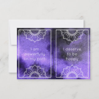 Lila Mandala Watercolor 2 Affirmation Cards Einladung