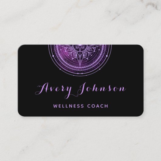 Lila Mandala Wellness Coach Moderne Social Media Visitenkarte (Vorderseite)