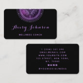 Lila Mandala Wellness Coach Moderne Social Media Visitenkarte (Vorne/Hinten)